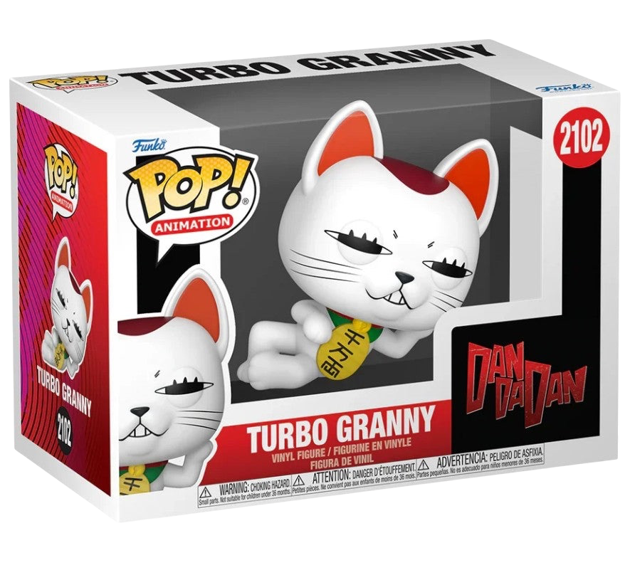 NIPPON DOKI STORE Funko POP Animation Turbo Granny Cat vinyl figure from Dan Da Dan in its display box