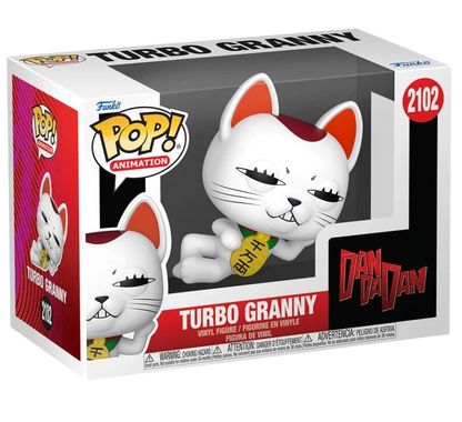 NIPPON DOKI STORE Funko POP Animation Turbo Granny Cat vinyl figure from Dan Da Dan in its display box