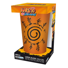 Verre XXL NIPPON DOKI STORE Naruto de 400 ml avec motif sceau de Konoha dans sa boîte de présentation officielle