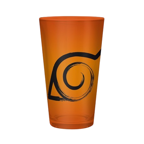 Verre XXL NIPPON DOKI STORE Naruto orange de 400 ml avec le symbole noir du village de Konoha