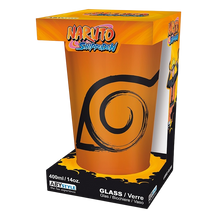 Verre XXL NIPPON DOKI STORE Naruto de 400 ml orange avec le symbole du village de Konoha et sceau dans sa boîte