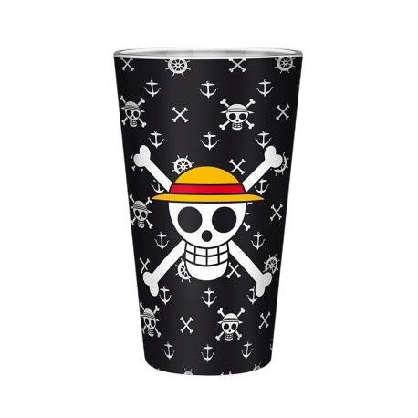 Verre XXL 400 ml One Piece avec motif tête de mort Luffy et chapeau de paille, vendu par NIPPON DOKI STORE