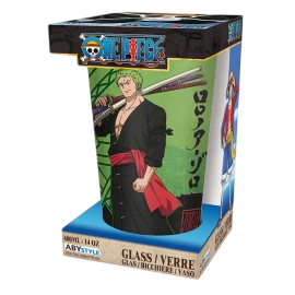 Verre XXL 400 ml One Piece Zoro par NIPPON DOKI STORE, design vert avec illustration du personnage et sabres