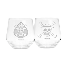 Set de 2 verres NIPPON DOKI STORE One Piece avec logos gravés de Luffy et Ace