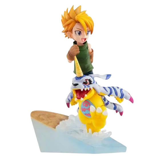 NIPPON DOKI STORE Yamato Ishida and Gabumon GEM 2022 statuette from Digimon Adventure on a water base