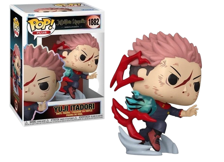 NIPPON DOKI STORE Funko POP Plus Yuji Itadori vinyl figure from Jujutsu Kaisen with dynamic red energy effects