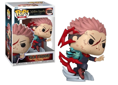 NIPPON DOKI STORE Funko POP Plus Yuji Itadori vinyl figure from Jujutsu Kaisen with dynamic red energy effects