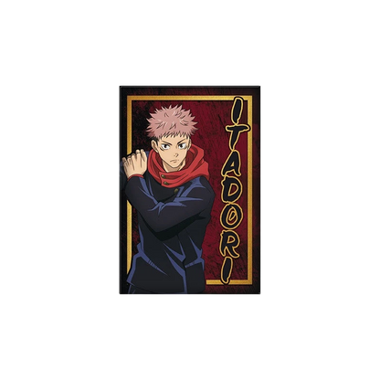 NIPPON DOKI STORE Jujutsu Kaisen rectangular fridge magnet featuring Yuji Itadori in his dark blue school uniform