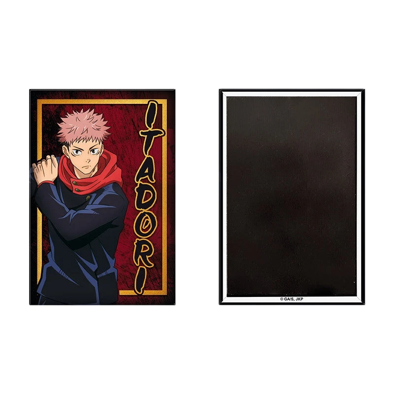 NIPPON DOKI STORE Jujutsu Kaisen Yuji Itadori rectangular fridge magnet featuring character art and back view