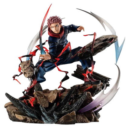 NIPPON DOKI STORE Yuji Itadori DX VS statuette from Jujutsu Kaisen in a dynamic combat pose with cursed energy effects