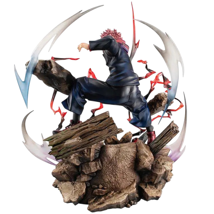 NIPPON DOKI STORE Yuji Itadori DX VS statuette from Jujutsu Kaisen in a dynamic combat pose with energy effects