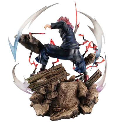 NIPPON DOKI STORE Yuji Itadori DX VS statuette from Jujutsu Kaisen in a dynamic combat pose with energy effects