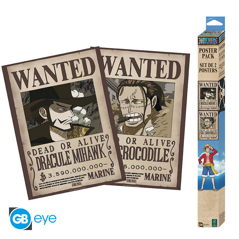 ONE PIECE - Set 2 Posters Chibi 52x38 - Wanted Mihawk & Crocodile x4*