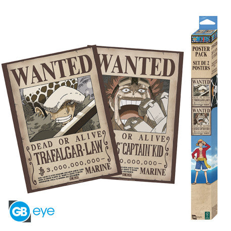 ONE PIECE - Set 2 Posters Chibi 52x38 - Wanted Law & Kid x4