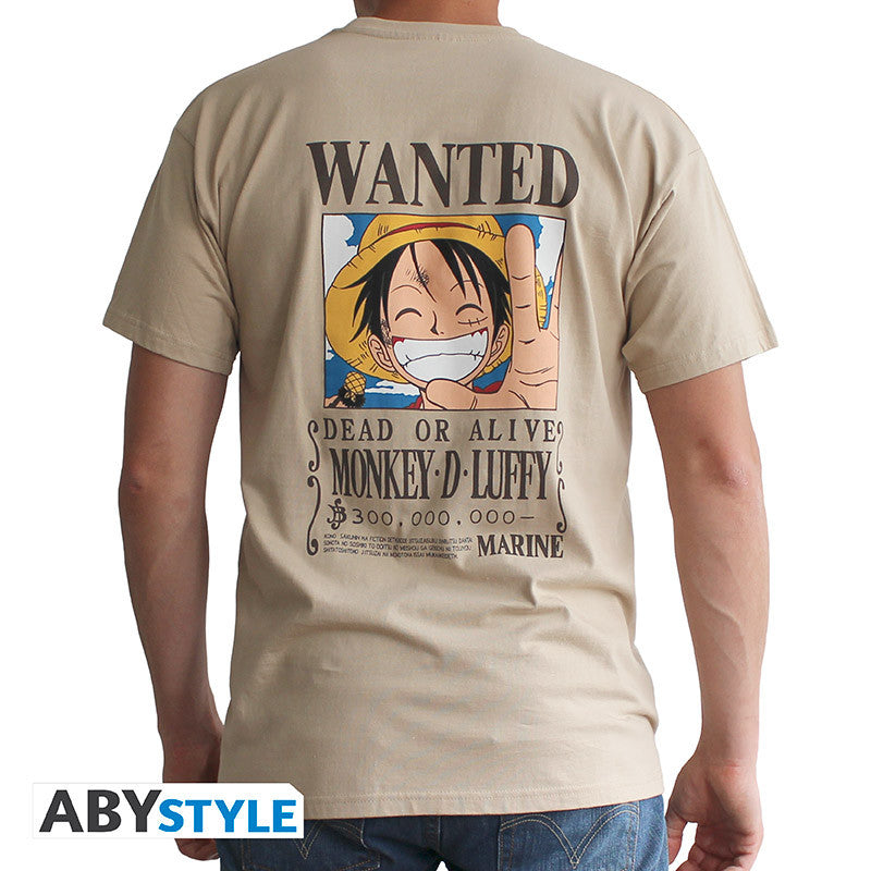 One Piece Tshirt sable Vintage Wanted Luffy - ABYstyle