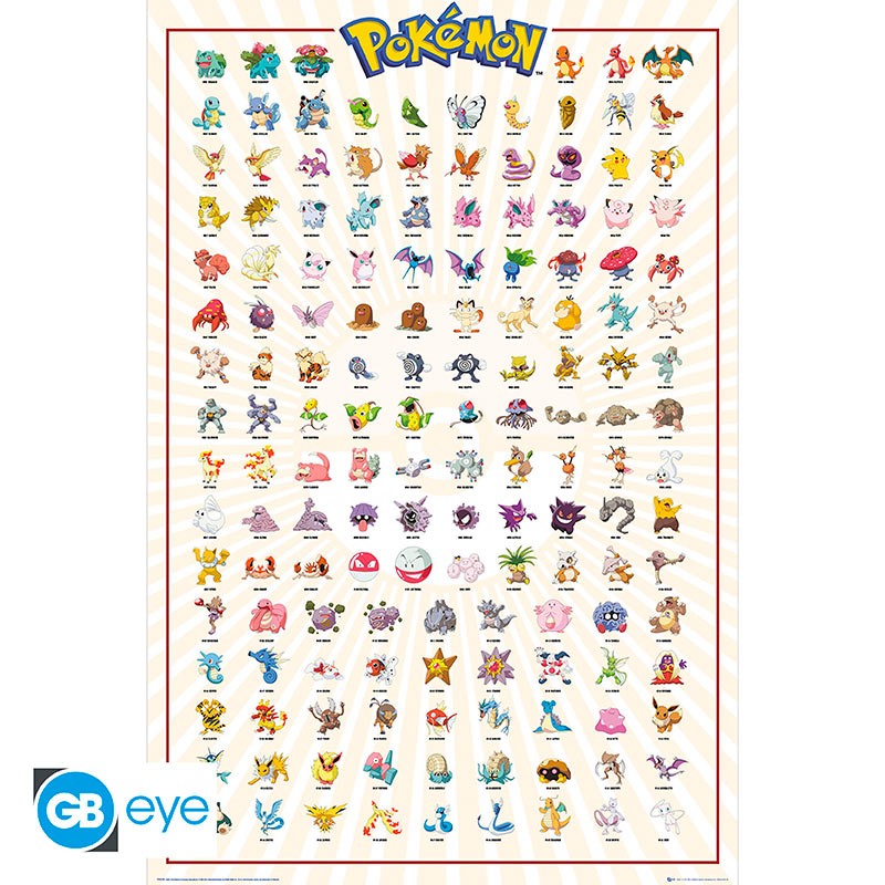 POKEMON - Poster Maxi 91,5x61 FSC MIX - Kanto 151 Français