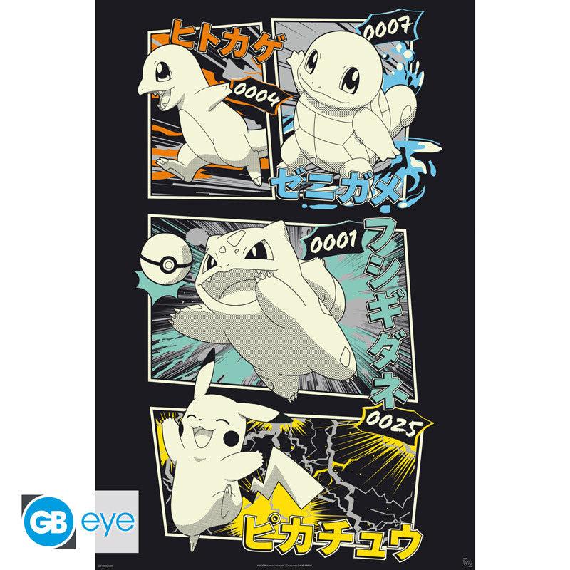 POKEMON - Poster Maxi 91,5x61 FSC MIX - Pikachu & Kanto Starters