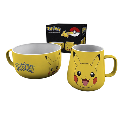 Pokemon Set Petit Déjeuner Mug + Bol - Pikachu