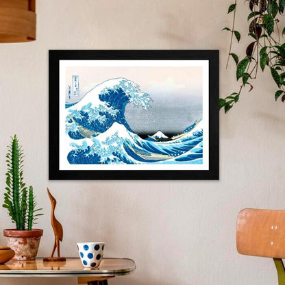 Hokusai Tirage encadré "Grande Vague" (30x40)