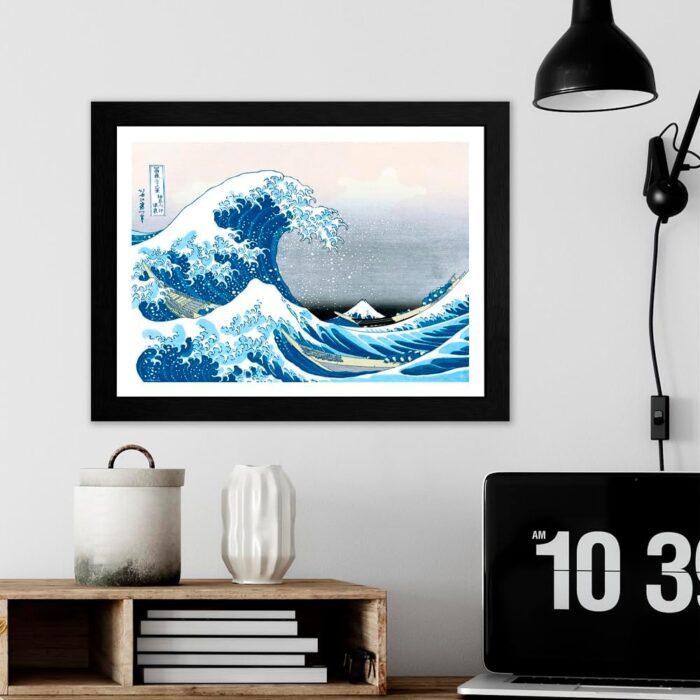 Hokusai Tirage encadré "Grande Vague" (30x40)